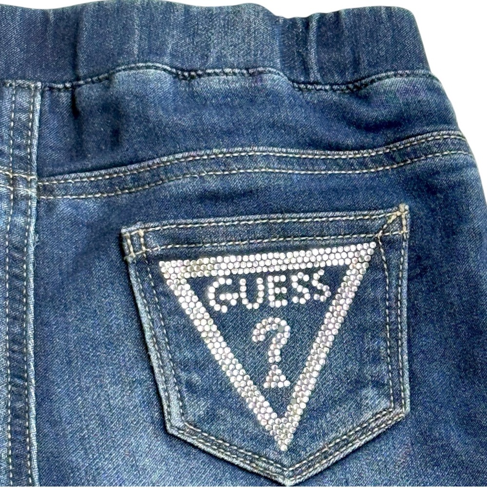 Youth Guess Girls Rhinestone Pocket Jeans Elastic Waist Stretch Denim Size 5